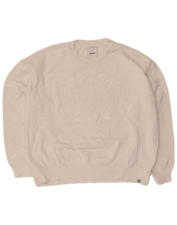 Desigual Sweat-shirt surdimensionné graphique pour femme UK 18 XL Coton blanc