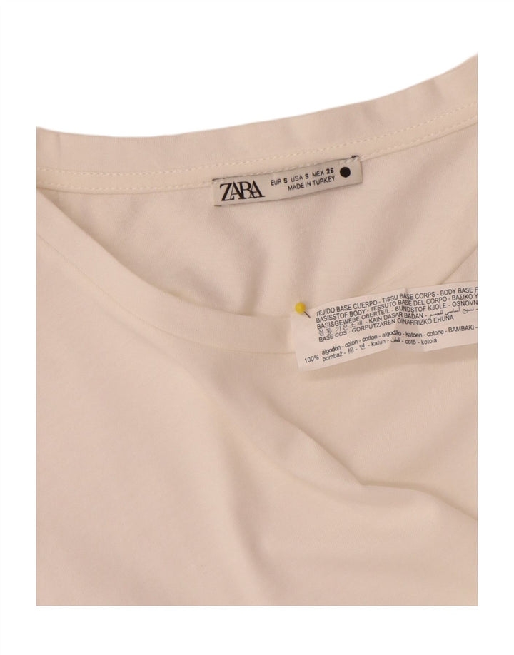 Zara Femme Chemisier Top UK 10 Petit Coton Blanc