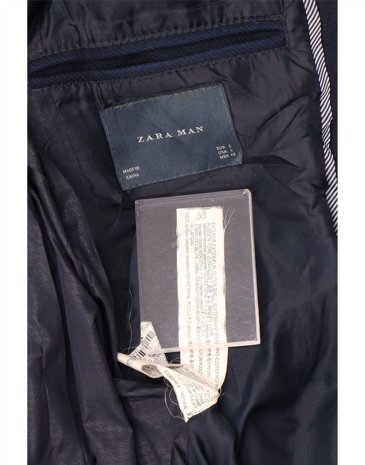 ZARA Manteau Homme UK 40 Large Bleu Marine Polyester