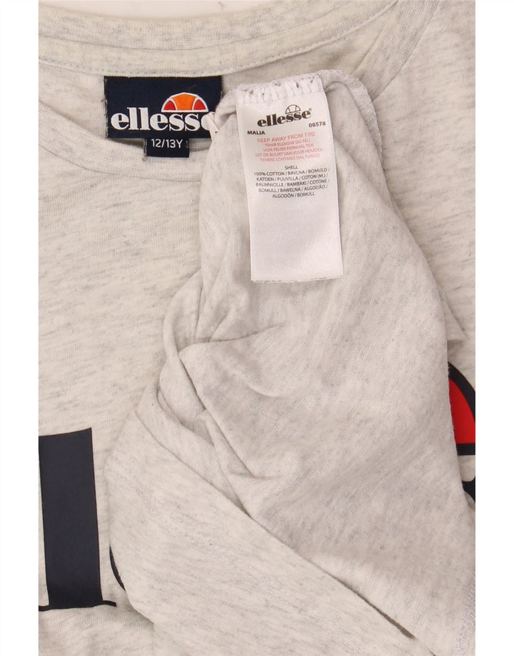 ELLESSE T-Shirt Graphique Fille 12-13 ans Gris Chiné Coton