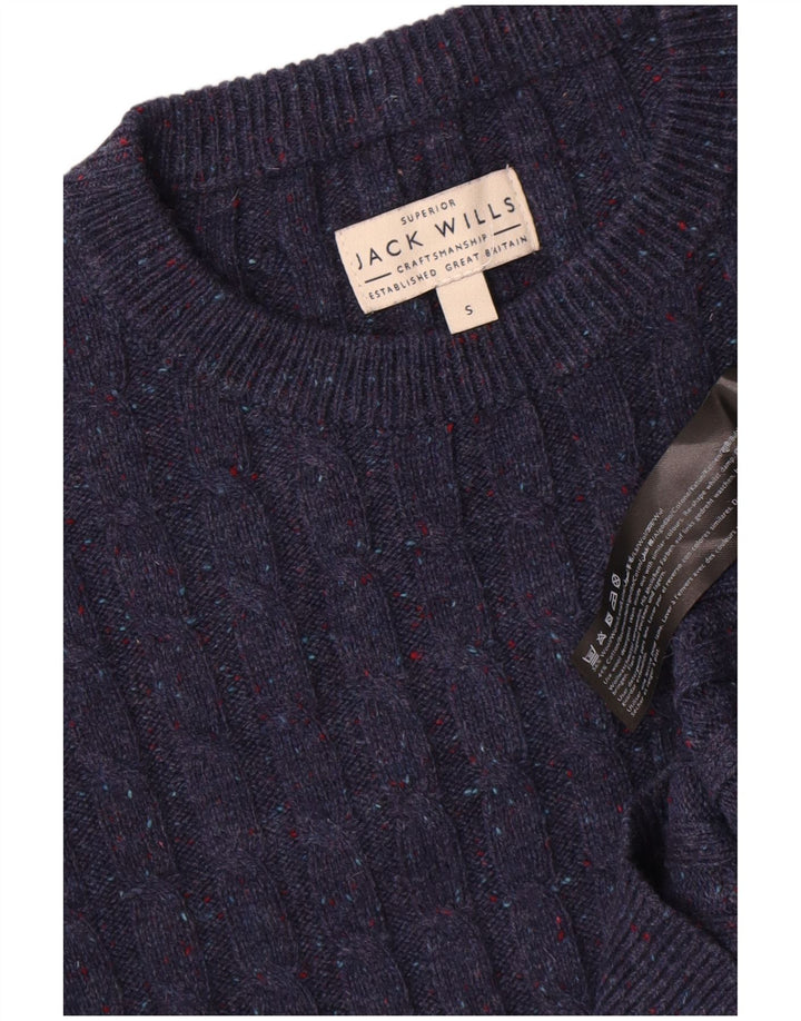 Jack Wolfskin Pull col rond pour homme en laine mouchetée bleu marine