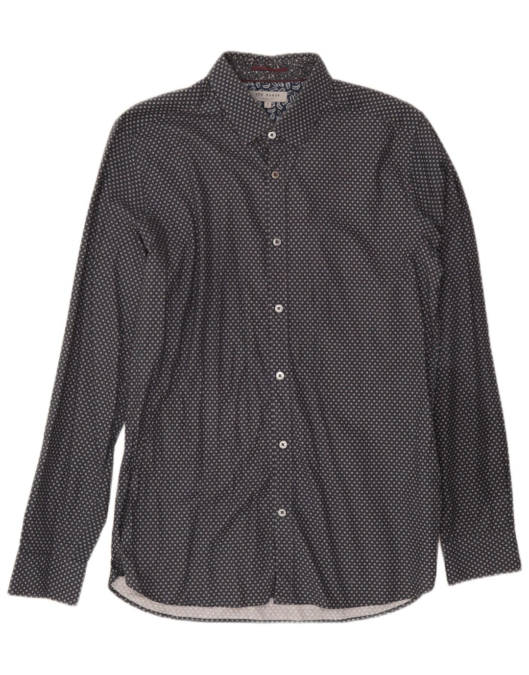 Ted Baker Chemise Homme Taille 3 Gris Moyen Coton Tacheté