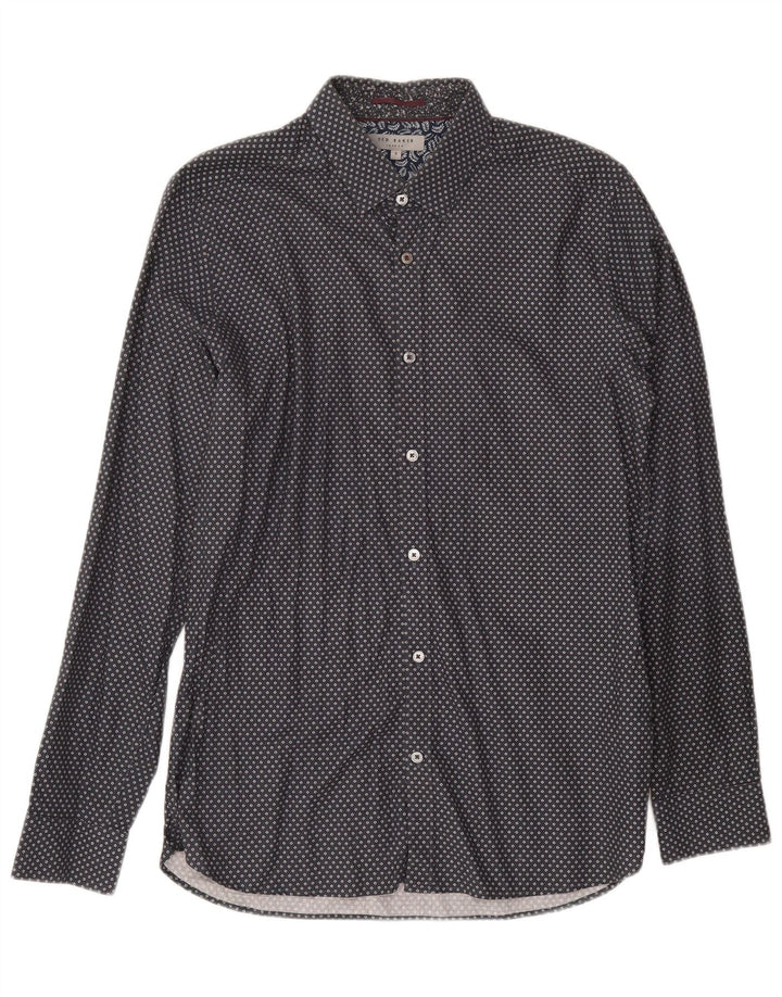 Ted Baker Chemise Homme Taille 3 Gris Moyen Coton Tacheté