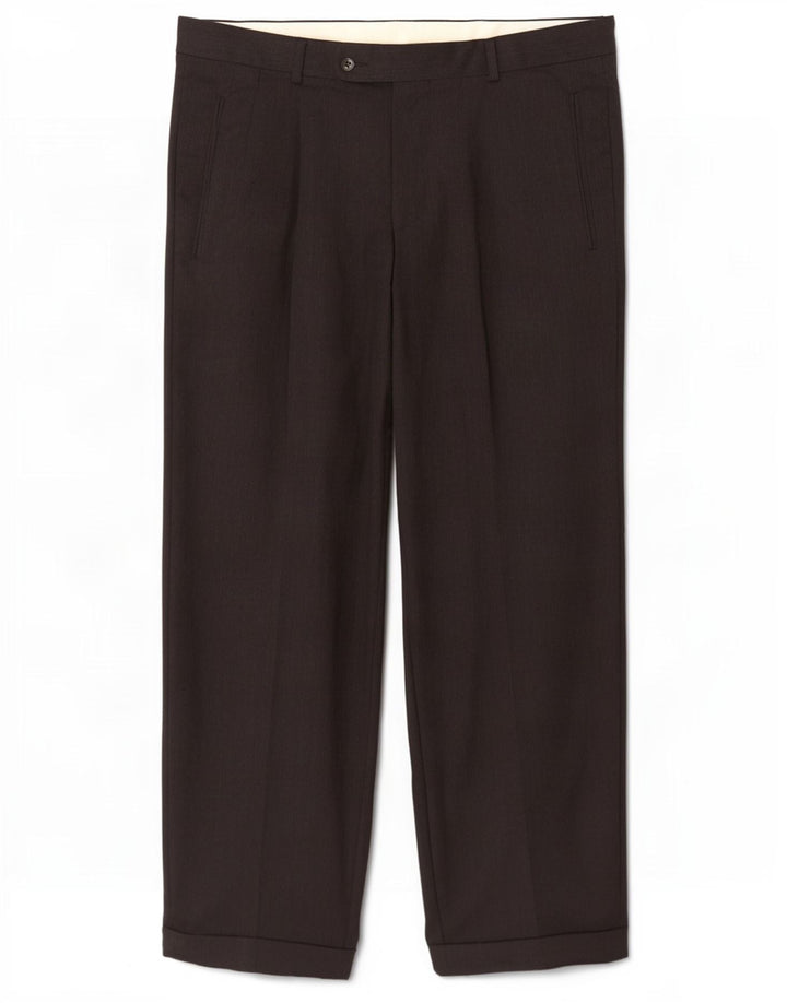 Hugo Boss Pantalon de costume à chevilles pour hommes W34 L30 Laine noire