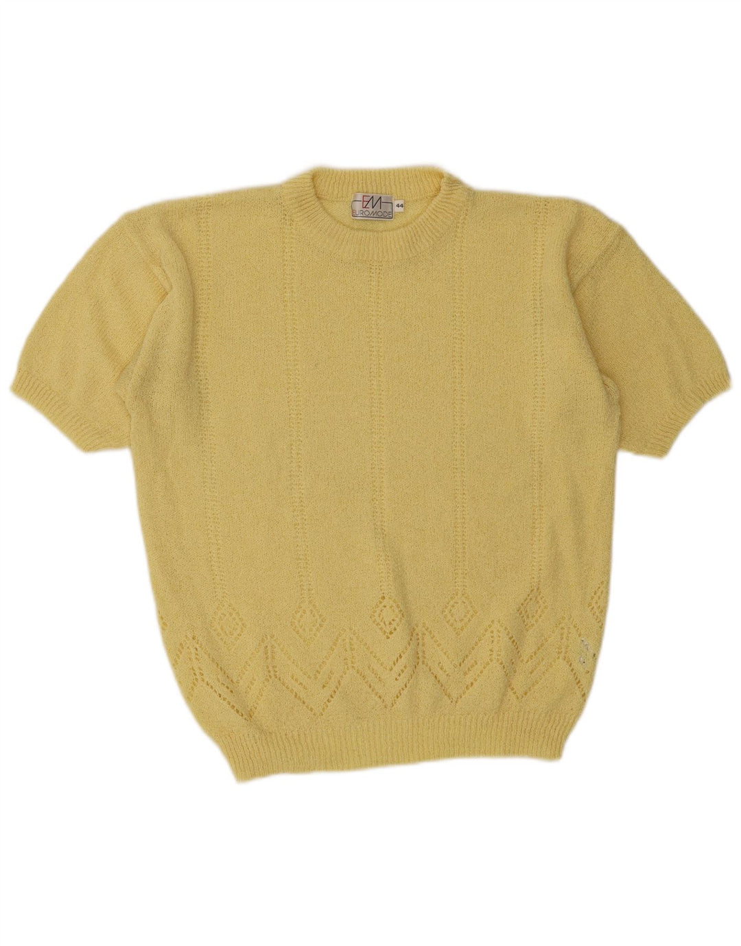 Euro Mode Pull à manches courtes et col rond pour femme IT 44 Jaune moyen
