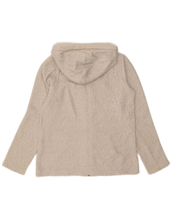 Fat Face Pull à capuche zippé surdimensionné pour femme UK 8 Petit coton beige