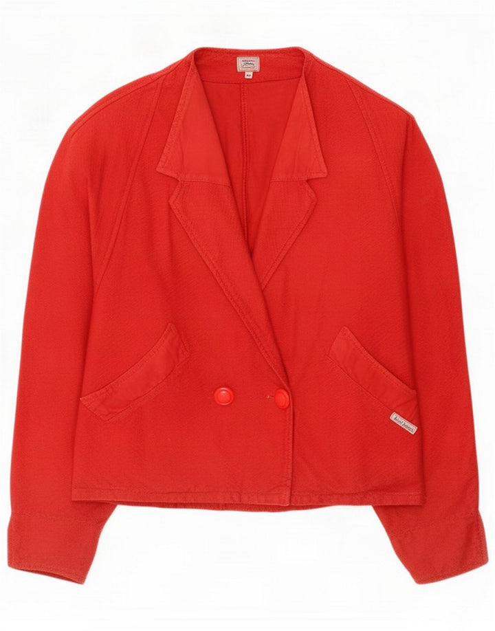 Vintage Blazer croisé pour femme UK 14 Coton rouge moyen