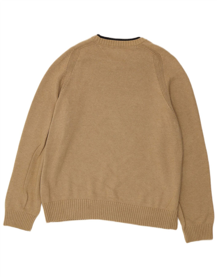 TOMMY HILFIGER Pull à col rond pour homme Large en coton beige