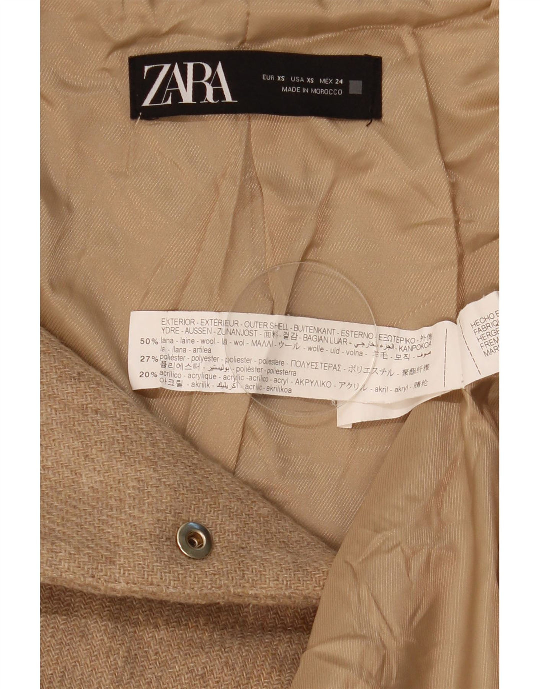 Zara Womens Bomber Jacket UK 6 XS Laine Beige