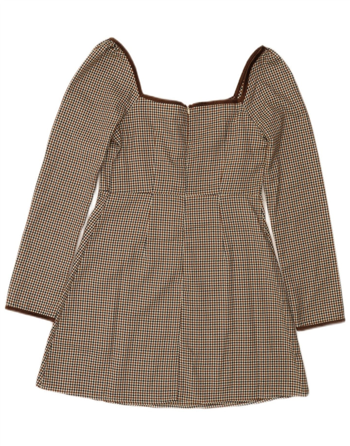 Cider Robe trapèze à épaules dénudées pour femme UK 42, pied-de-poule marron moyen
