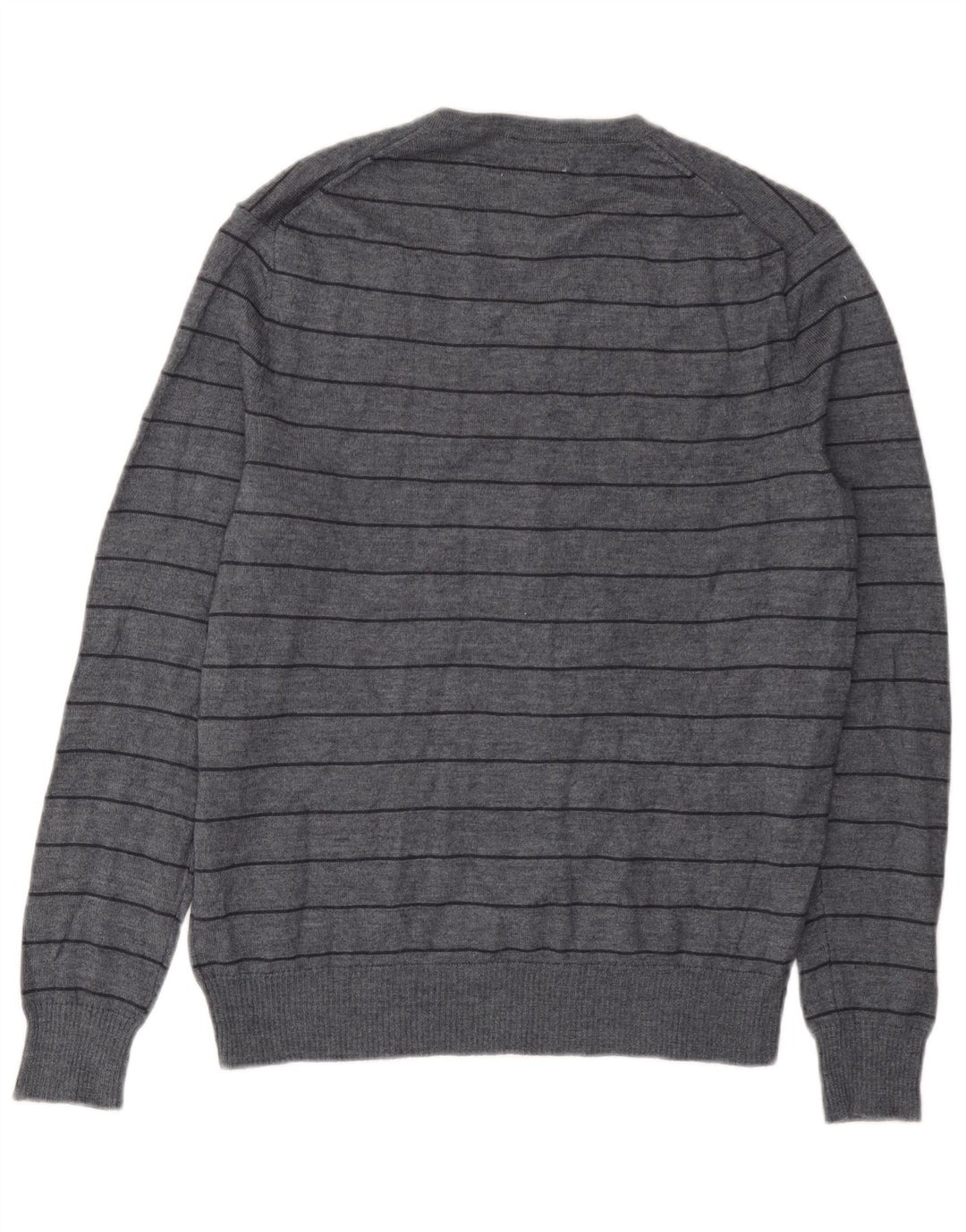 Calvin Klein Pull col V pour homme en laine mérinos rayée gris moyen
