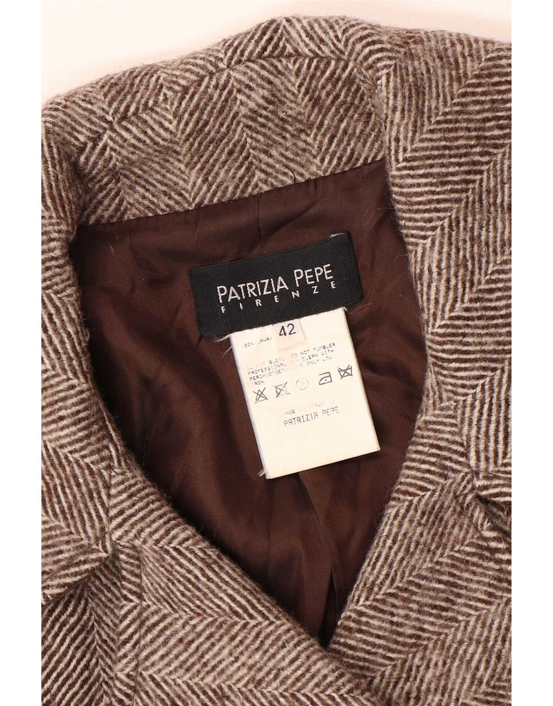 Patrizia Pepe Manteau croisé pour femme IT 42 chevrons marron moyen