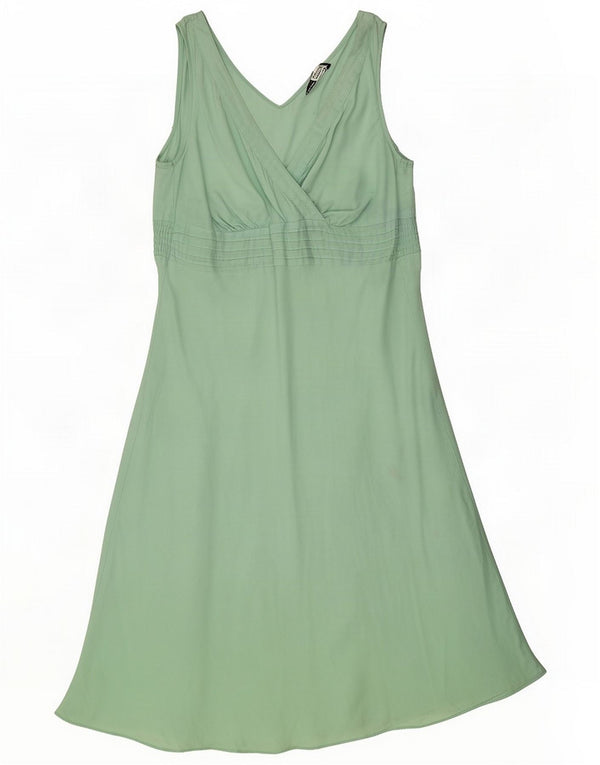 Marks & Spencer Robe trapèze sans manches pour femme UK 14 Grand lin vert