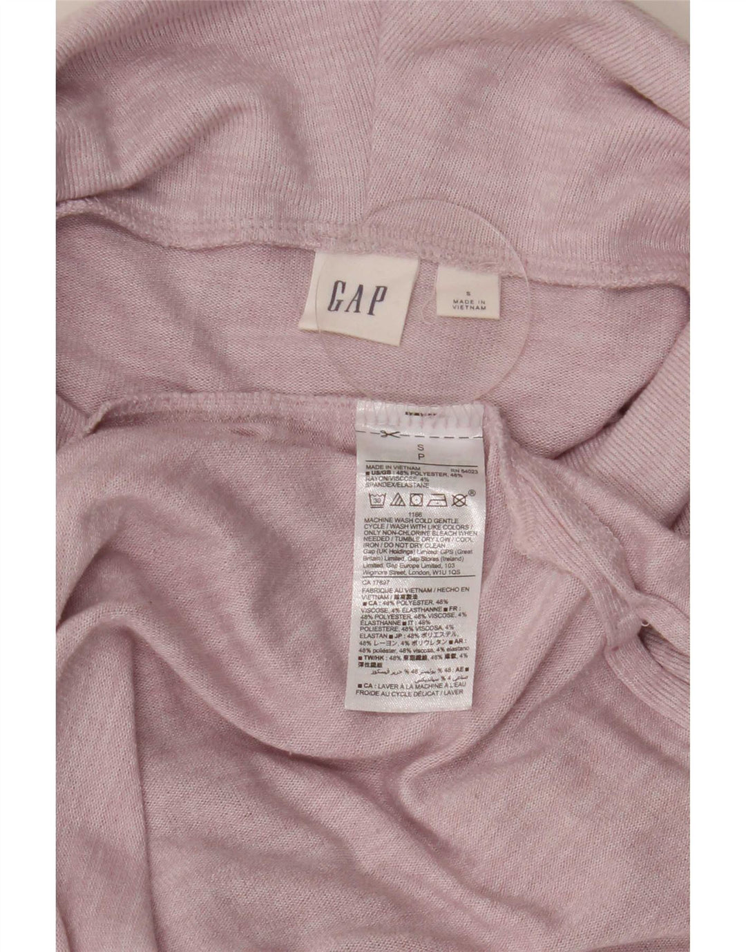 Gap Haut Oversize Femme Manches Longues UK 10 Petit Rose Moucheté Polyester