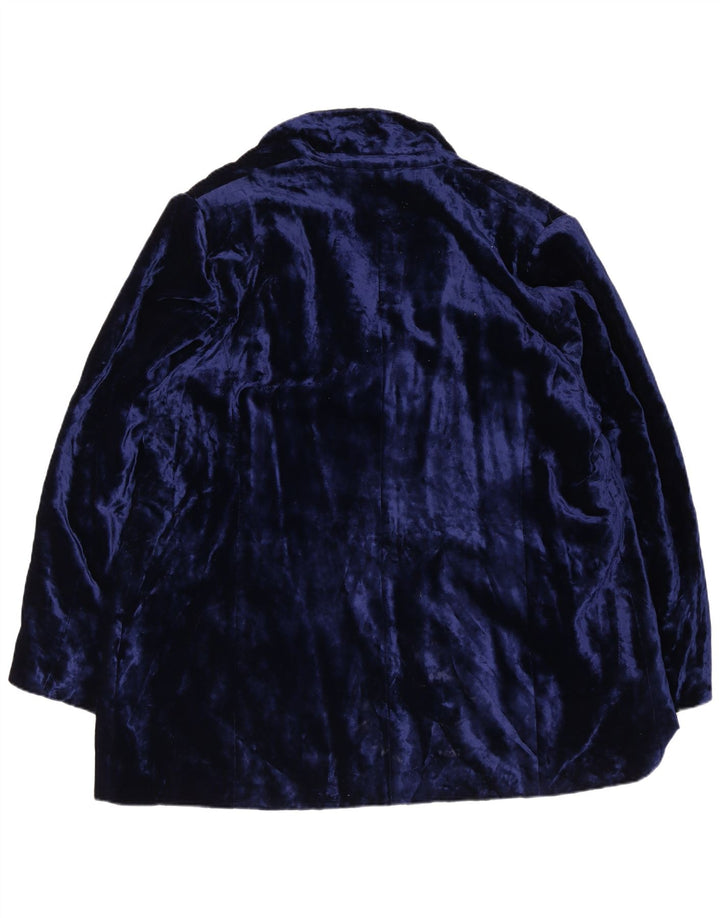 Marina Rinaldi Veste blazer basique en velours à 2 boutons pour femme Taille 31 XL Bleu