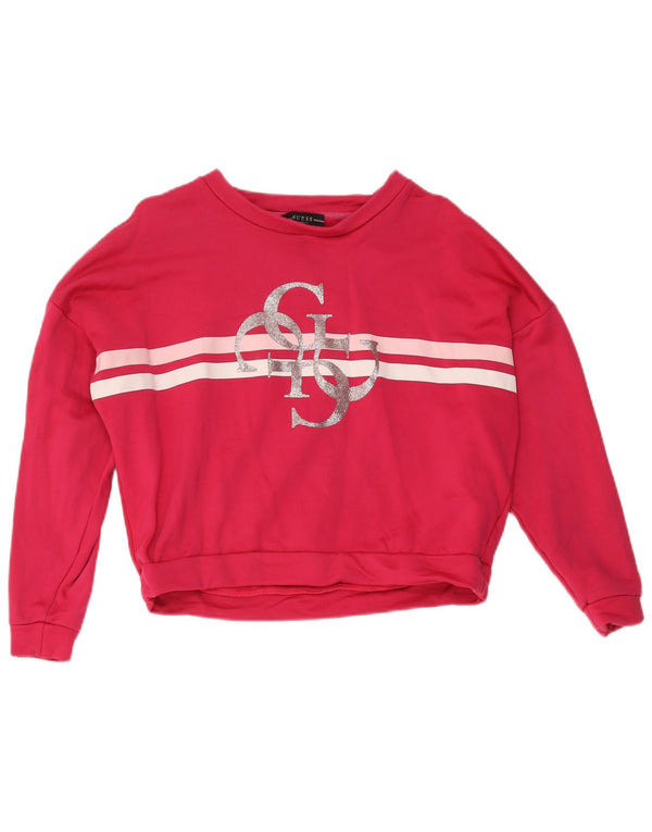 Guess Sweat-shirt court graphique pour femme UK 10 Petit rose rayé