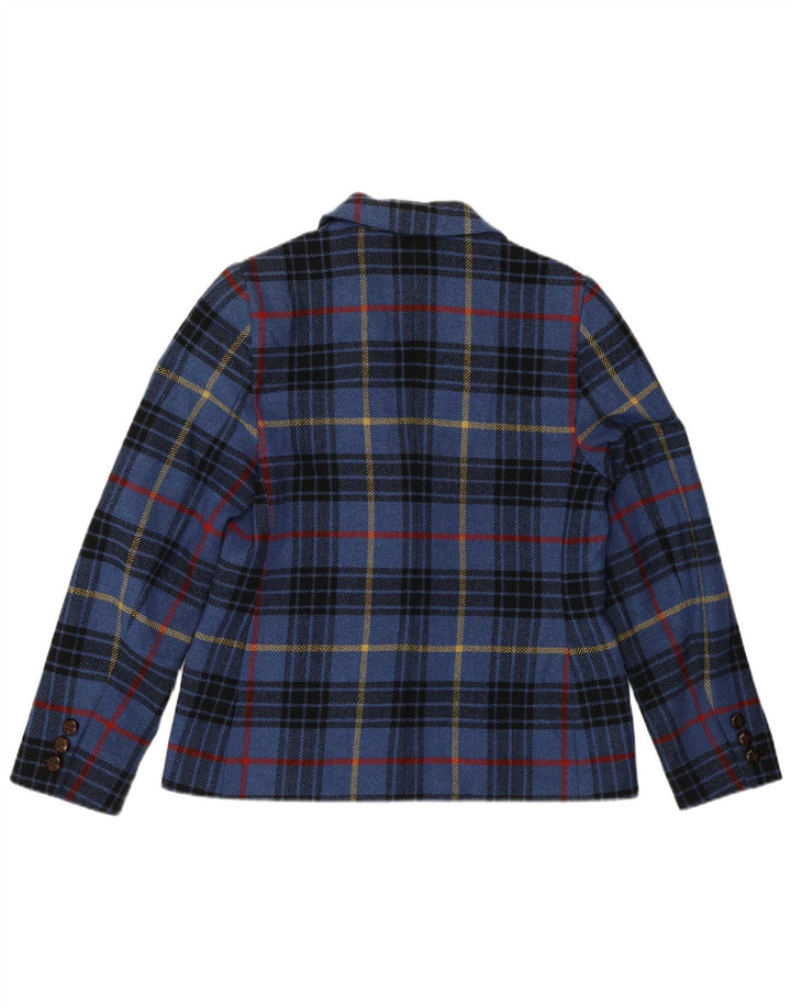 Les Copains Veste Blazer 2 Boutons Femme IT 44 Laine à Carreaux Bleu Moyen