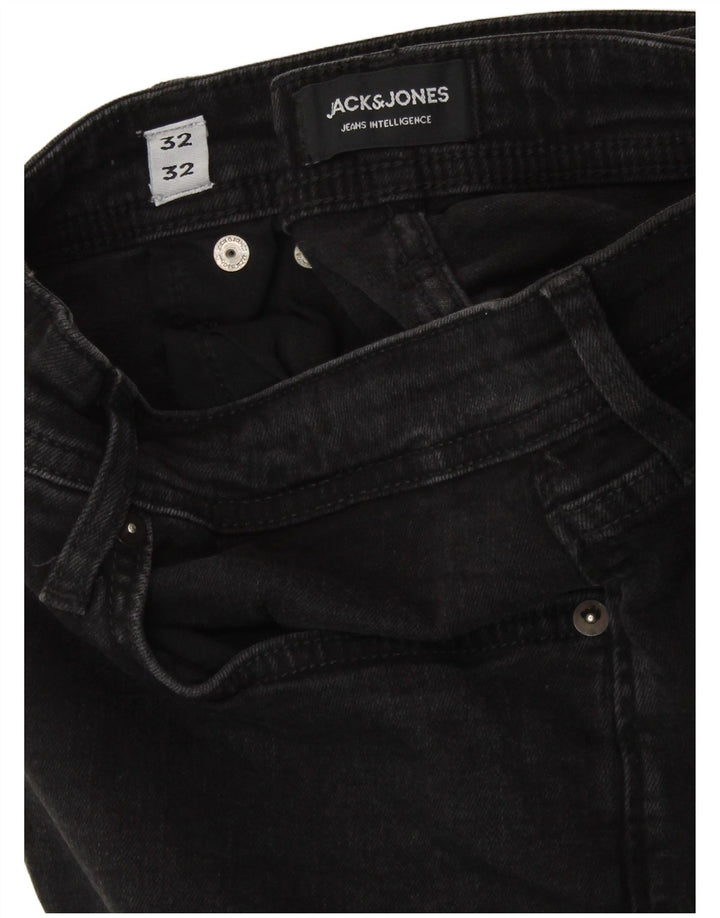 JACK & JONES Mens Straight Jeans W32 L32 Black Cotton