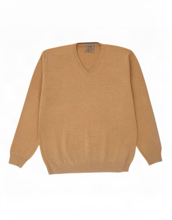 Marks & Spencer Pull col V pour homme XL en coton beige