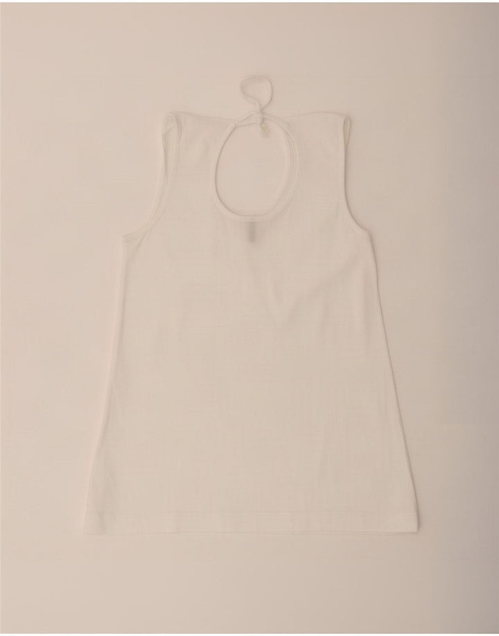 Benetton Chemisier sans manches pour femme UK 42 Blanc moyen