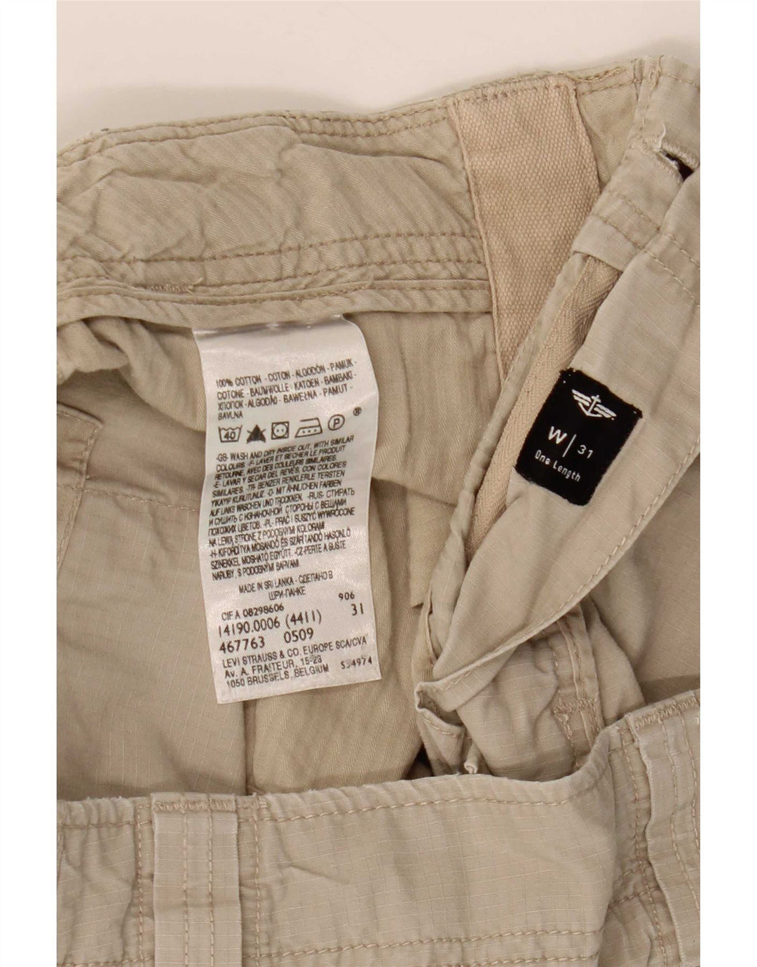 Dockers Short Cargo Coupe Confort W31 Homme Coton Beige Moyen