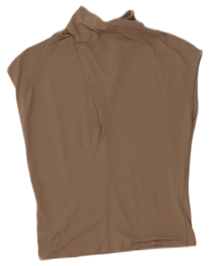 Zara Femme Chemisier Sans Manches Top UK 12 Gris Moyen Polyamide