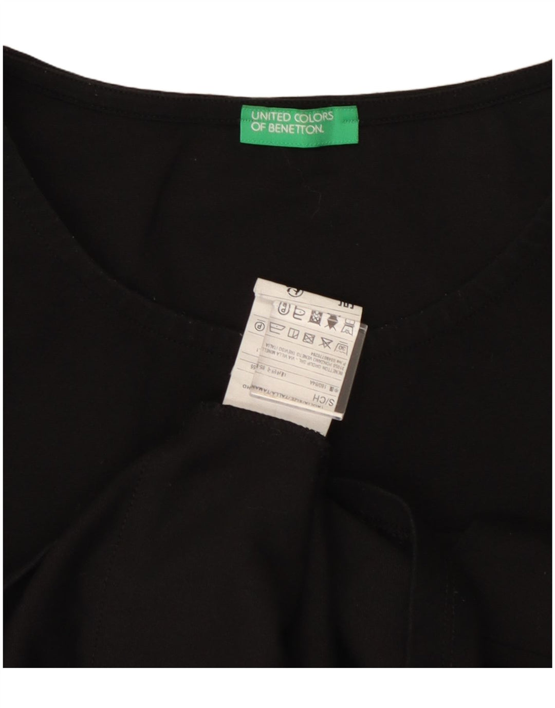 BENETTON Haut surdimensionné à manches longues pour femme UK 10 Petit coton noir