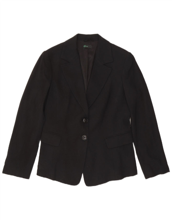 Benetton Veste Blazer 2 Boutons Femme IT 46 Large Noir Viscose