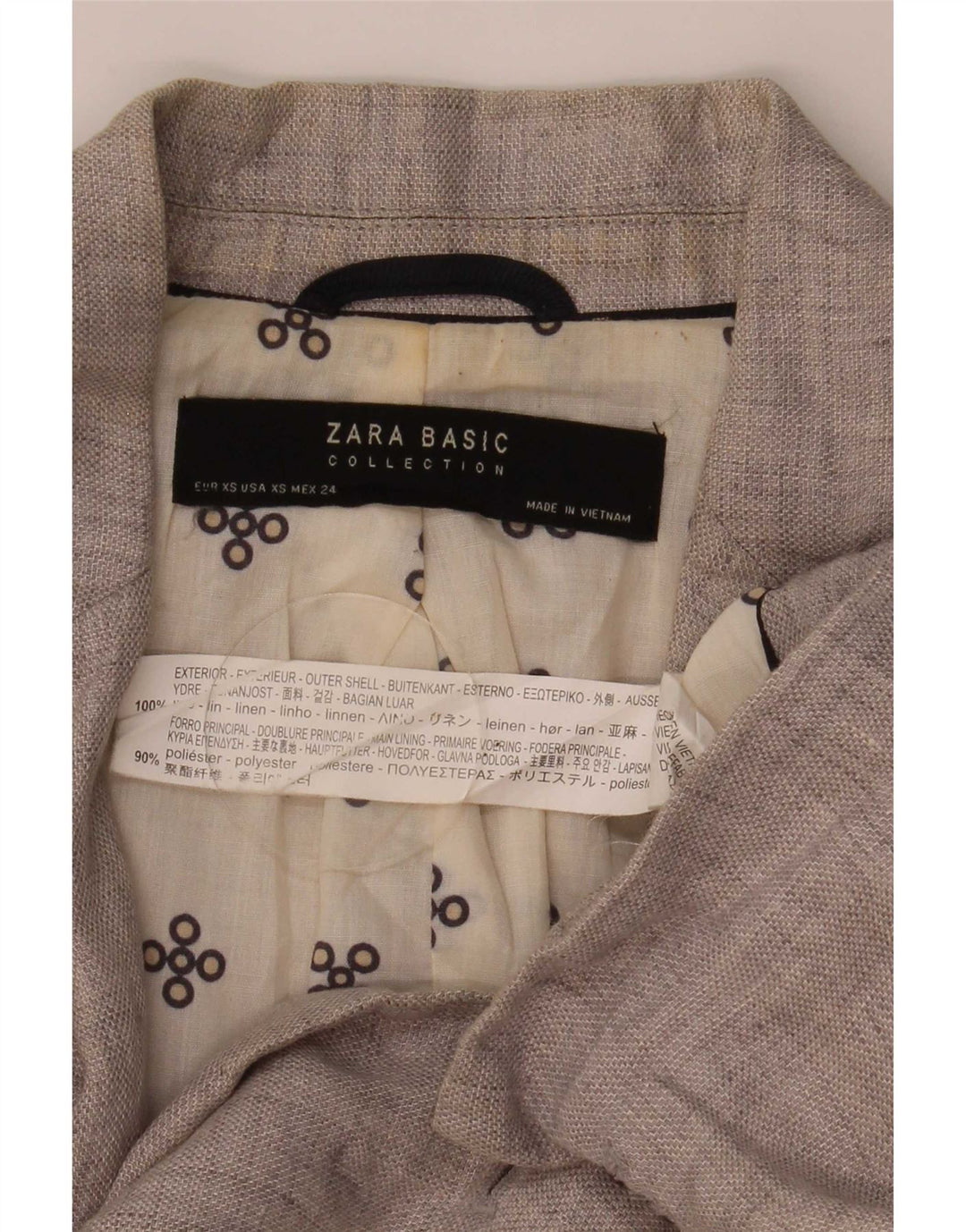 Zara Womens 1 Button Blazer Jacket UK 6 XS Gris Lin