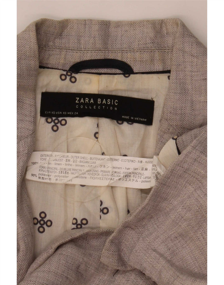 Zara Womens 1 Button Blazer Jacket UK 6 XS Gris Lin