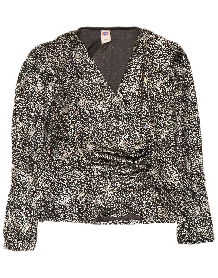 C & A Chemisier à manches longues pour femme EU 40 Noir moyen imprimé animal