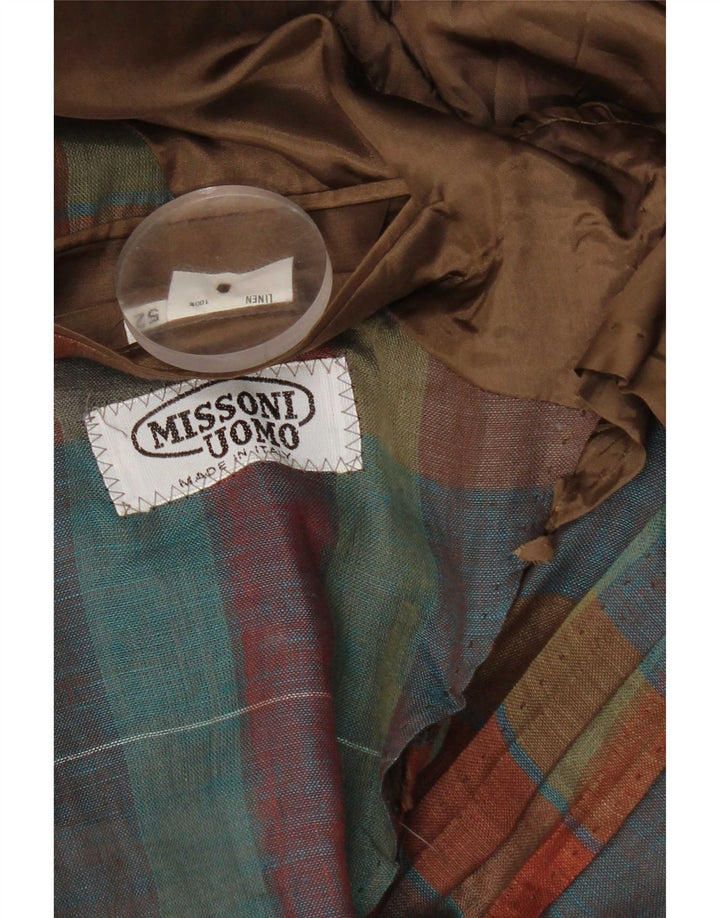 Missoni Veste Blazer 1 Bouton Homme IT 52 XL Lin à Carreaux Multicolore