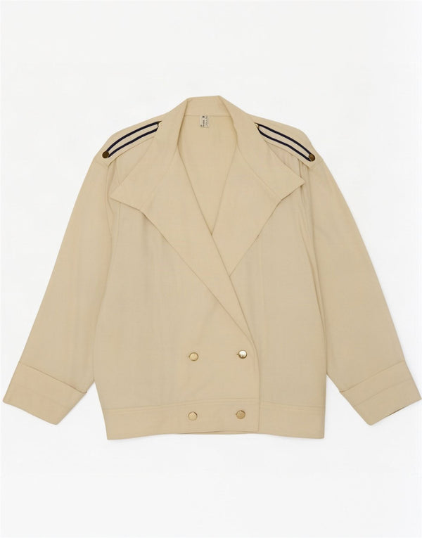 vintage Femme Double Breasted Blazer Veste IT 42 Moyenne Laine Blanc Cassé
