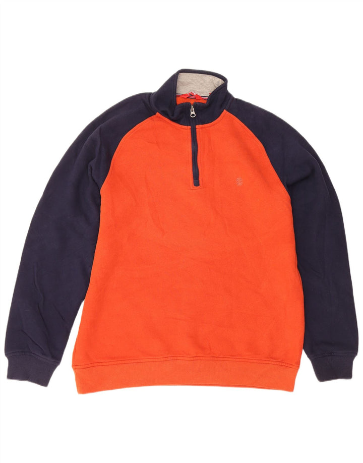 IZOD Sweat-shirt col zippé pour homme en coton color block orange moyen