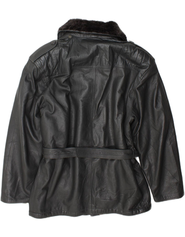veste en cuir militaire vintage pour hommes IT 54 2XL Gris