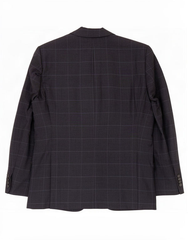 Marks & Spencer Mens 2 Button Blazer Jacket UK 44 XL Navy Blue Check Linen