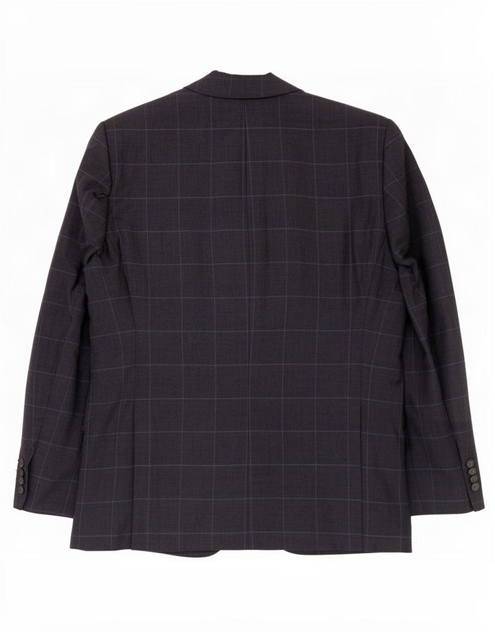 Marks & Spencer Veste blazer à 2 boutons pour homme UK 44 XL Bleu marine à carreaux en lin