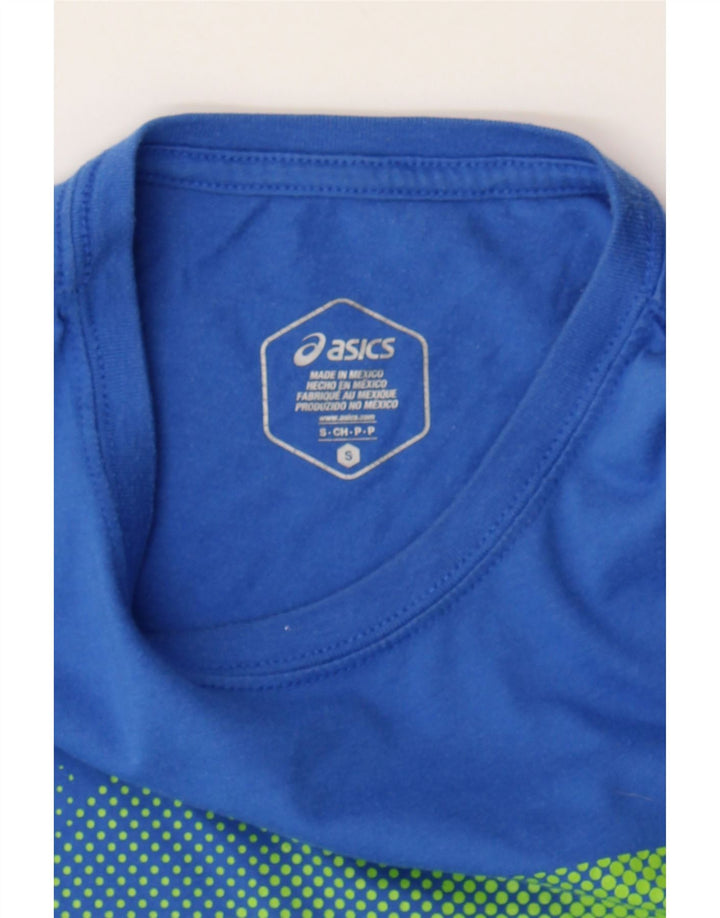 ASICS Mens Graphic T-Shirt Top Small Blue Cotton Vintage Asics and Second-Hand Asics from Messina Hembry 