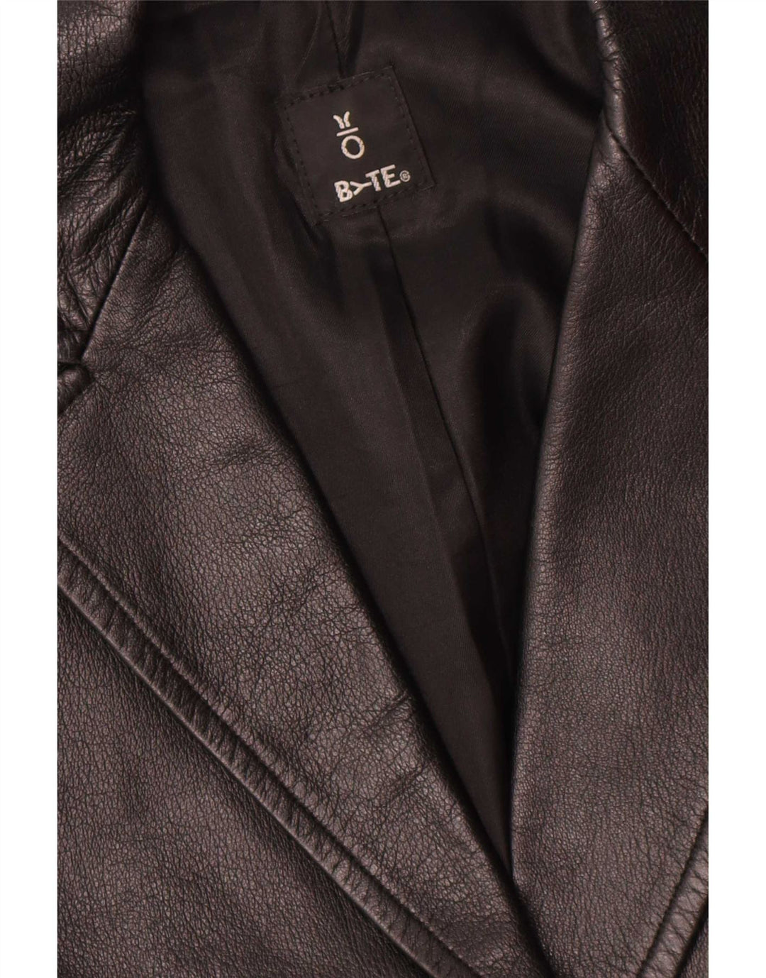 vintage Femmes 1 Bouton Veste Blazer En Cuir UK 14 Cuir Noir Moyen