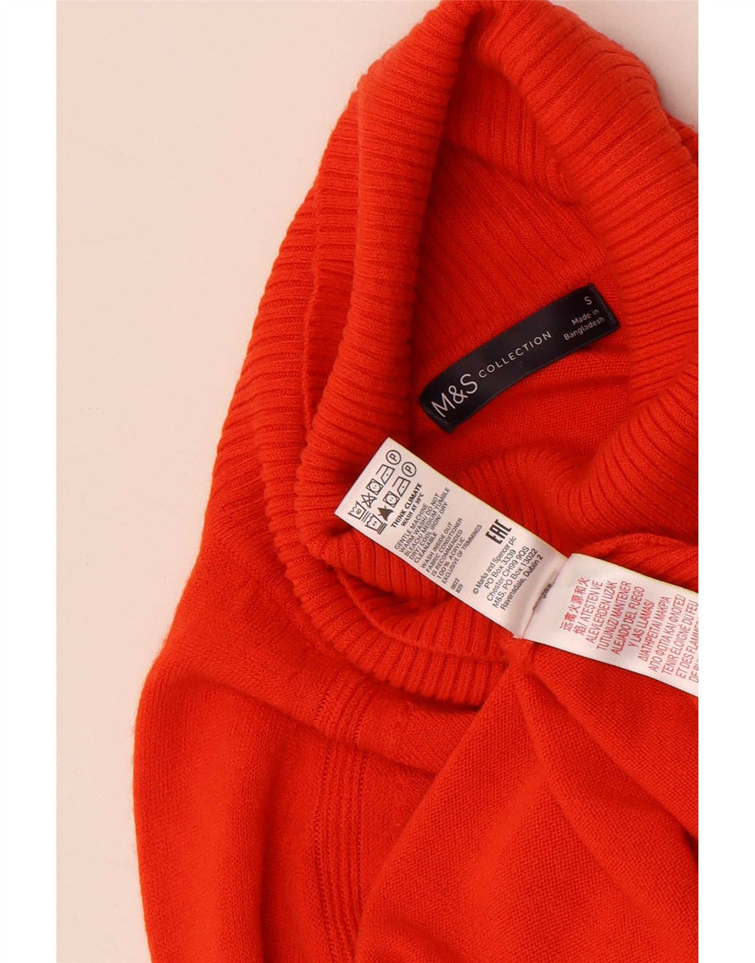 Marks & Spencer Pull col roulé pour femme UK 10 Petit Acrylique Rouge