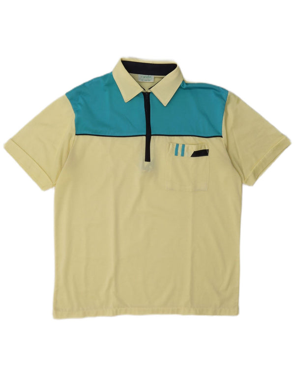Canda Polo Homme IT 44/46 Petit Jaune Colorblock