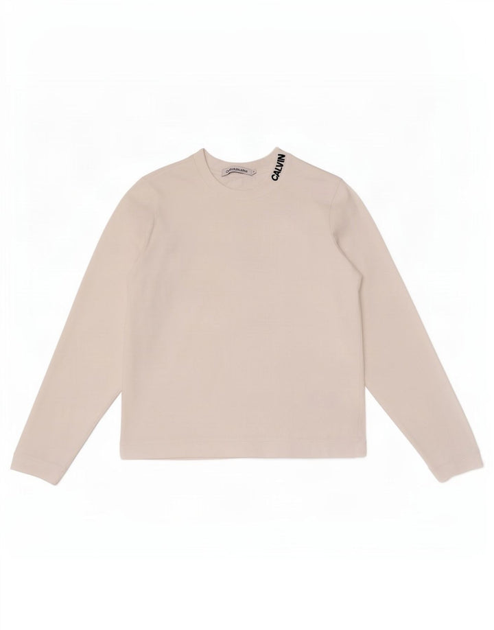 Calvin Klein Jeans Haut à manches longues pour femme UK 10 Petit Blanc
