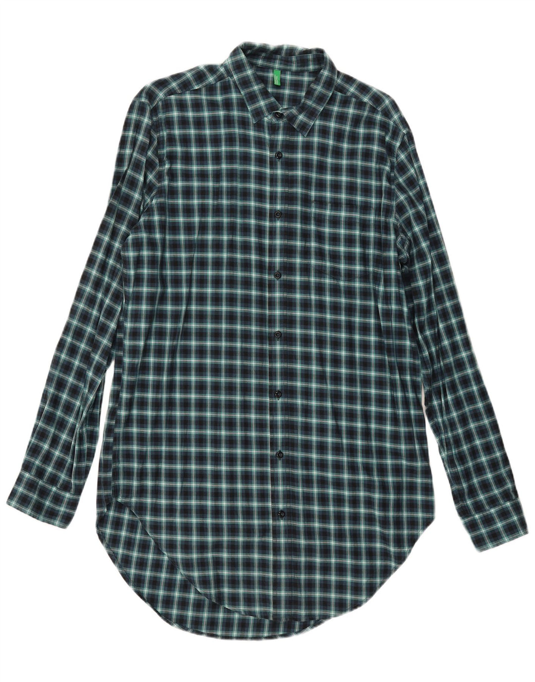 Benetton Chemise haute en flanelle pour homme Motif vichy bleu marine
