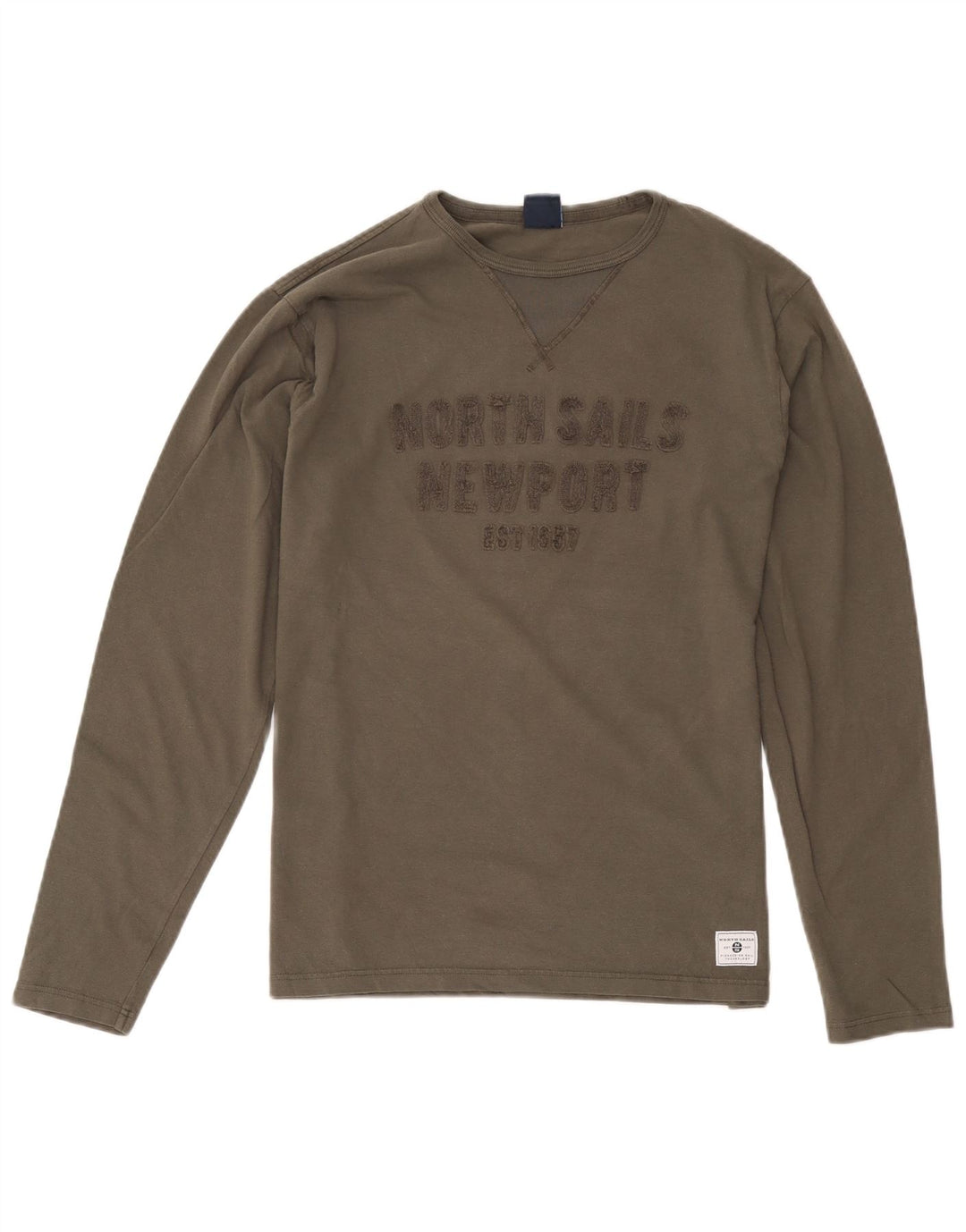 North Sails Haut graphique à manches longues pour homme, coupe régulière, en coton kaki moyen