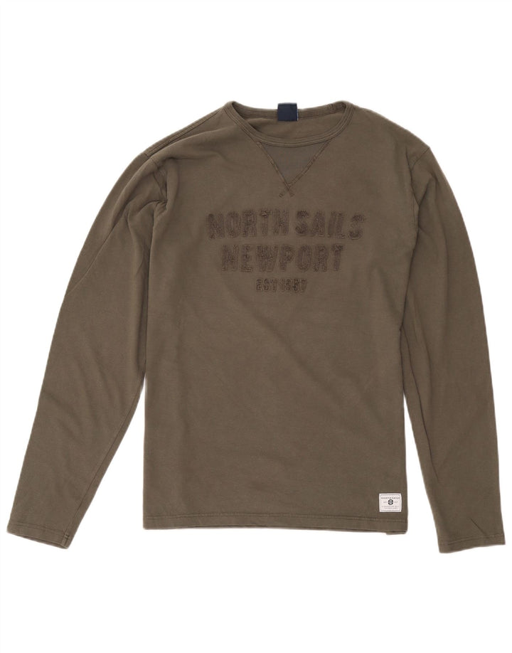 North Sails Haut graphique à manches longues pour homme, coupe régulière, en coton kaki moyen