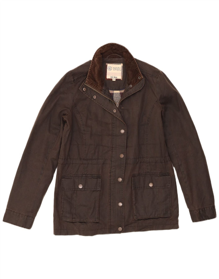 Fat Face Veste en coton ciré pour femme UK 10 Petit coton marron