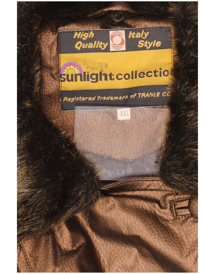 VINTAGE Womens Bomber Jacket UK 20 2XL Brown