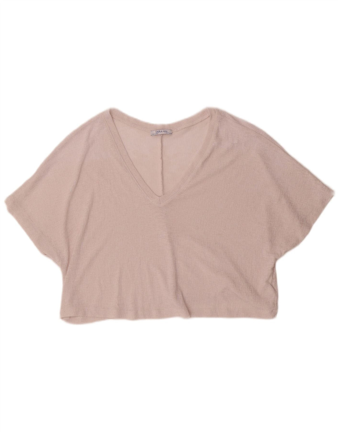 Zara Womens Crop Oversize Blouse Top UK 10 Petit Rose Polyester