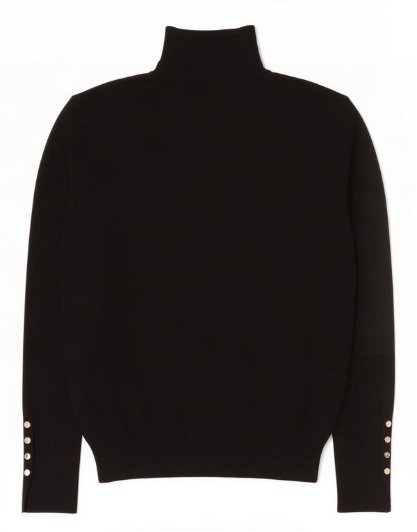 Zara Pull col roulé pour femme UK 18 XL Noir Viscose