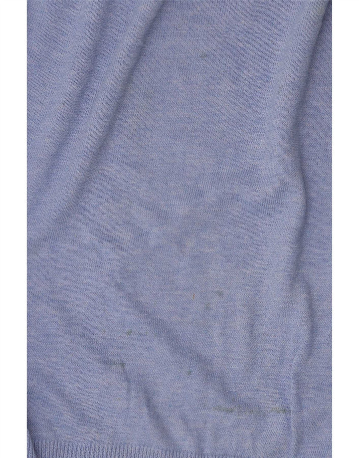 Zara Pull col V pour femme UK 14 Bleu moyen Polyester